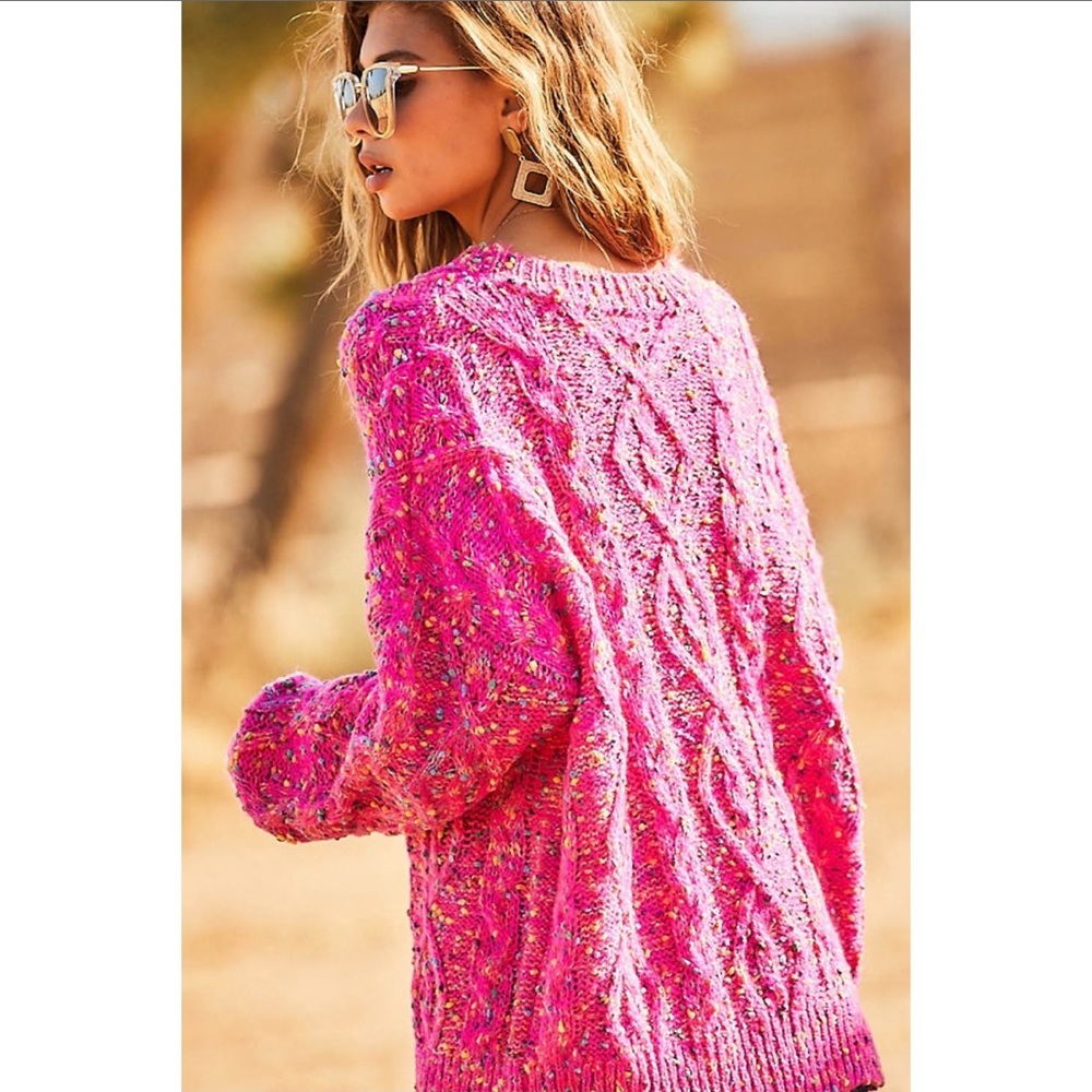 Fuchsia Pink Confetti Oversized Sweater - Picture 8 of 10